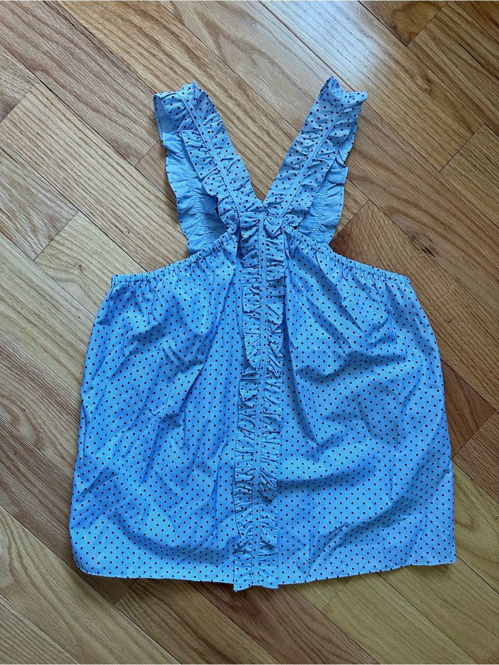 Anthropologie Waverly Grey Blue Polka Dot Ruffle Tank Top | Size Small | NWT ✨ - Picture 2 of 8